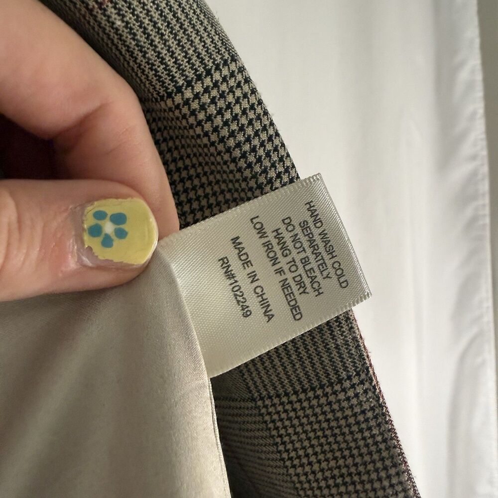 Skies Are Blue Blazer Women's Large Petite Brown Plaid Open Front Long Sleeve - Picture 7 of 12
